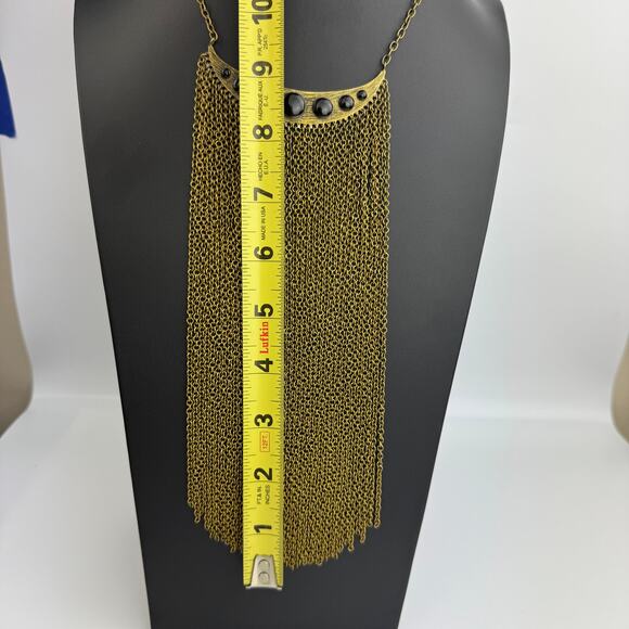 Willow House Ibiza Fringed Bib Necklace by Sara Blaine Black Resin Statement NWT - Picture 3 of 10